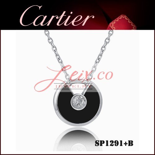 Cheap Amulette De Cartier Necklace In White Gold With Onyx & Diamond
